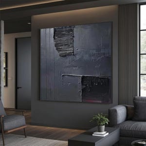 Curated visual reference: Picture Idea: Modern Black Minimalist Abstract Art Black Textured Wabi Sabi Mural