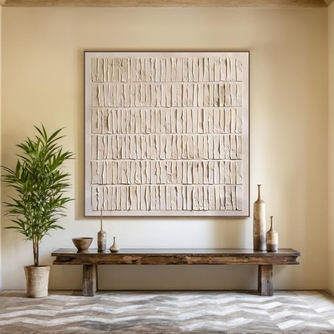Large beige 3D textured wall art, minimalist painting,neutral plaster painting, wabi-sabi wall art,handmade painting, modern living room art
