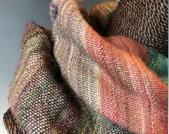 Handwoven Silk and Wool Mobius Scarf: The Mashup