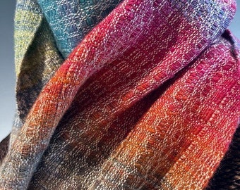 Handwoven Silk and Wool Scarf: Sugar Rush