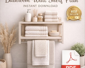 Bathroom Wall Shelf Plan PDF Wooden Towel Rack Storage DIY Build