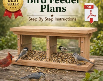 Planos para comederos de pájaros en PDF, proyecto de carpintería en cedro, guía de bricolaje para la fauna silvestre del jardín.