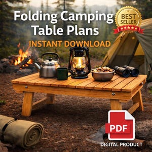 DIY Folding Camping Table Plans | Portable Picnic Woodworking Blueprint PDF