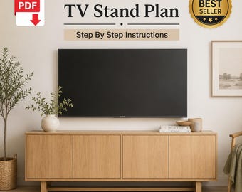 Modern tv-meubel PDF-plan minimalistische mediaconsole Houtbewerkingsgids