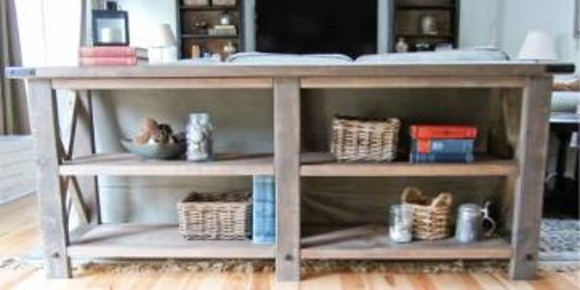 DIY Farmhouse Rustic X Console Table, Rustic X Console Table, Rustic X ...