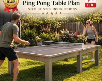 Planos en PDF para mesa de ping-pong exterior, proyecto de carpintería para juegos de jardín.