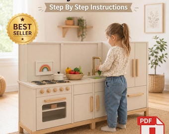 Modern Kids Play Kitchen PDF Plans Wooden Toy Furniture Build Guide