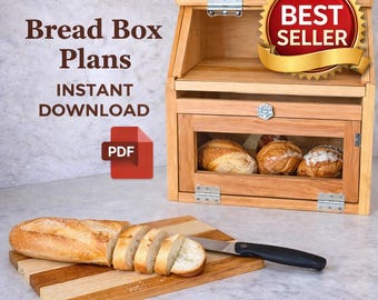 Bread Box Woodworking Plans PDF for Beginners Build a Kitchen Storage Box with Cutting Board Easy Step by Step DIY Digital Download