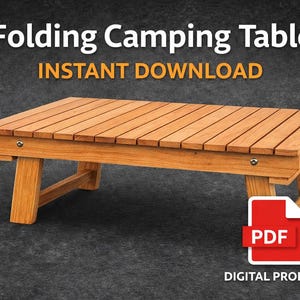 Progetti fai da te per tavolo da campeggio pieghevole / Schema di falegnameria per tavolo da picnic portatile in PDF