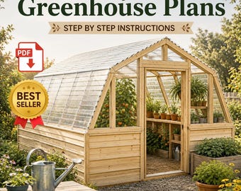 Planos en PDF para invernadero de jardín: Guía de construcción de caseta de jardín de madera para bricolaje.