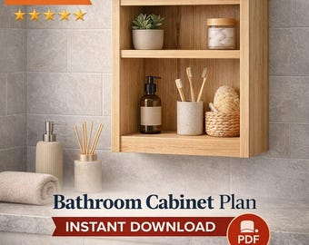 Bathroom Cabinet Woodworking Plan DIY PDF Small Storage Shelf Furniture Build Guide