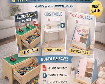 Paquete de planos de muebles infantiles, mesa Lego, caja de juguetes, caballete (descarga en PDF)