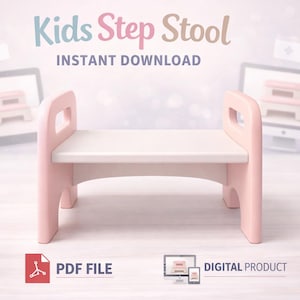 Kids Step Stool Woodworking Plans DIY Wooden Toddler Stool PDF Instant Download