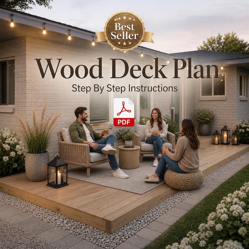 DIY Wood Deck Plan PDF Ground Level Patio Deck Blueprint Guide - Etsy