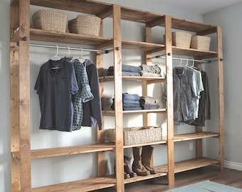 DIY Modern Closet Shelves, Coat Rack, Woodworking Wardrobe, Hanger, Digital PDF Plans, Instant Download