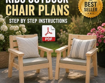 Planos en PDF para sillas de exterior infantiles, guía para construir muebles de patio de madera (hágalo usted mismo).