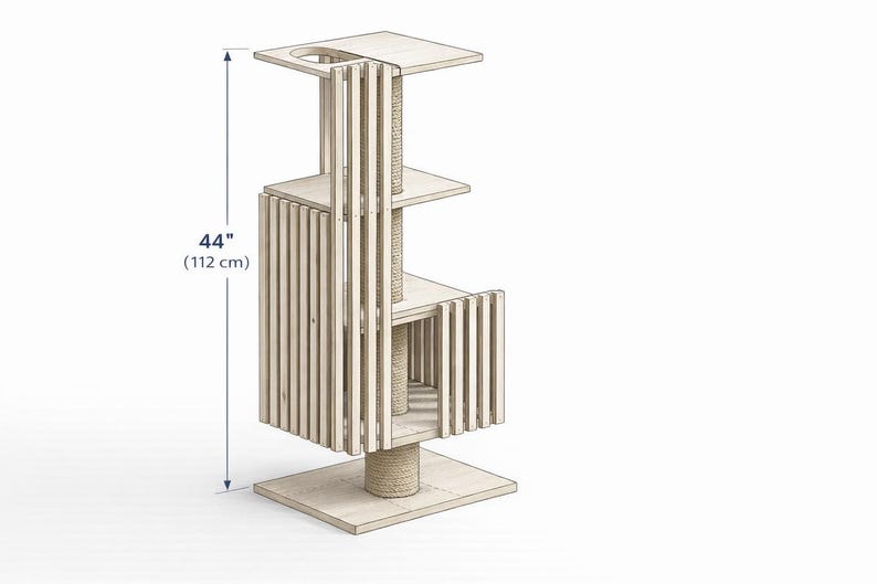 Mid Century Cat Tree Plans DIY Modern Cat Tower Woodworking PDF - Etsy