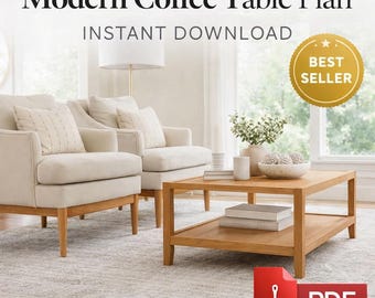 Modern Coffee Table Plan PDF Woodworking DIY Furniture Build Guide