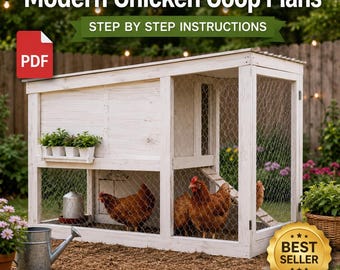 Planos modernos para gallinero en PDF: Guía de carpintería para construir un gallinero de jardín.