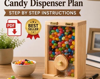 Desktop Candy Dispenser PDF Plan DIY Wooden Candy Machine Guide