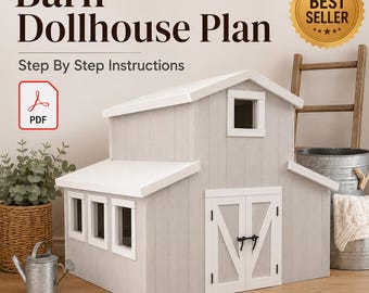 Barn Dollhouse PDF Plan Horse Stable Toy Woodworking Guide