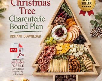 Christmas Tree Charcuterie Board Plan PDF Woodworking Tray DIY Blueprint