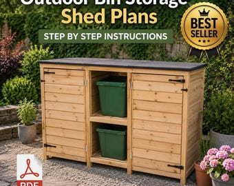 Outdoor Bin Storage Shed Plans PDF, Wooden Trash Can Storage DIY