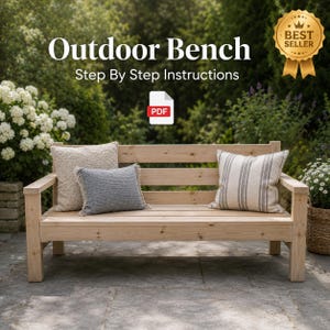 Buitenbank PDF-plannen DIY Patio Zitplaatsen Houtbewerking Digitale download