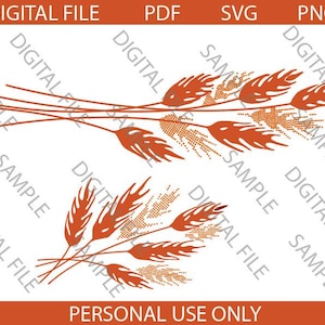 May include: Two sets of orange wheat stalks with a dotted texture. The stalks are arranged in a fan shape. The text "PERSONAL USE ONLY" is at the bottom of the image.