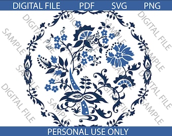 Vintage Pyrex Willow Pattern Cut File