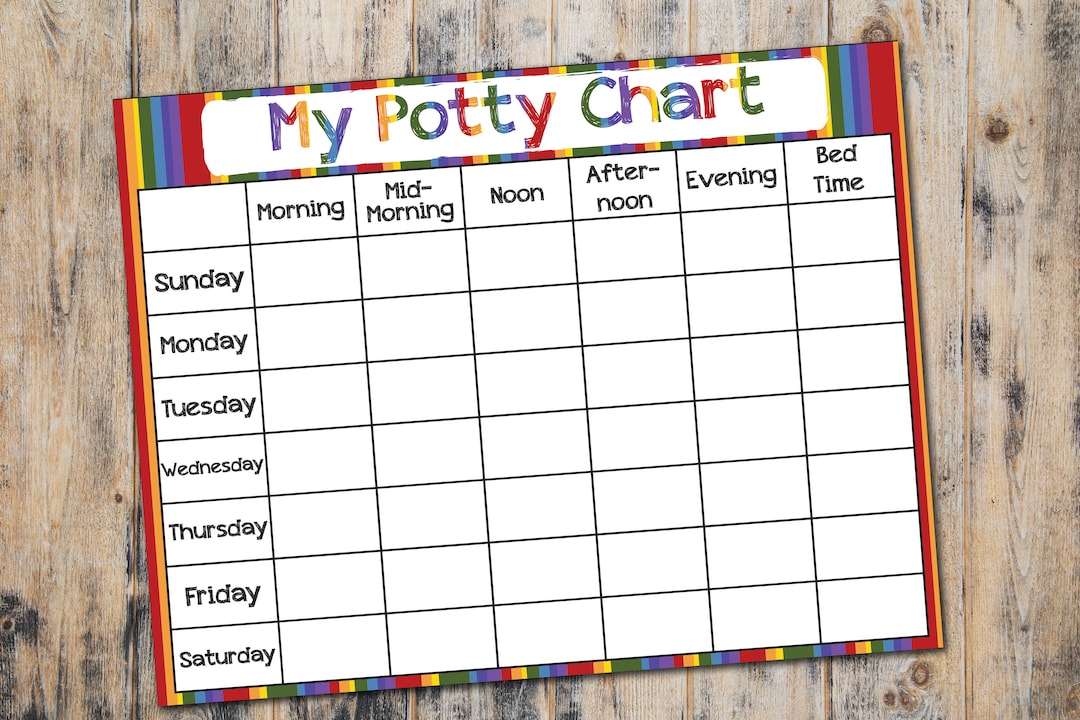 Potty Chart Rotation Printable Potty Chart - Rainbow - Etsy