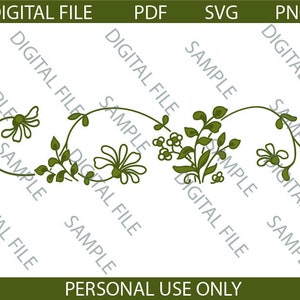 May include: A green floral design with leaves and flowers. The design is perfect for use in crafting projects, scrapbooking, or digital design.