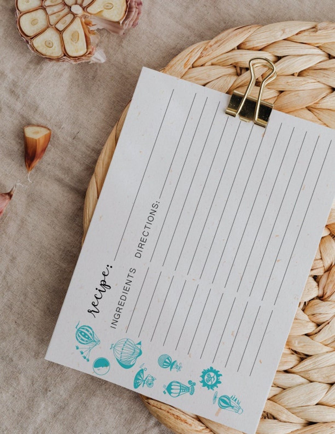 Editable/printable Recipe Card Template With Pyrex Pattern Balloons - Etsy