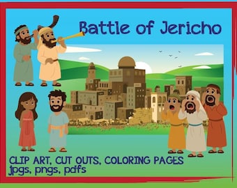 Die Schlacht von Jericho Bibelgeschichte Clip Art & Malseiten - PNG JPG PDF