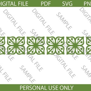 Può includere: Un file digitale con un motivo floreale verde ripetuto. I formati di file disponibili sono PDF, SVG e PNG. Il testo "DIGITAL FILE" e "SAMPLE" sono filigranati. Il testo "PERSONAL USE ONLY" è in basso.