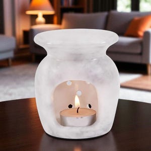 White Marble Oil Burner 4&quot; |Handmade Essential Oil Diffuser, Wax Melt Warmer, Aromatherapy Candle Holder for Home  Meditation Spa Relaxation