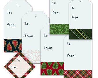 Etiquetas de regalo navideñas imprimibles, cuadros y tartán (descarga en PDF)
