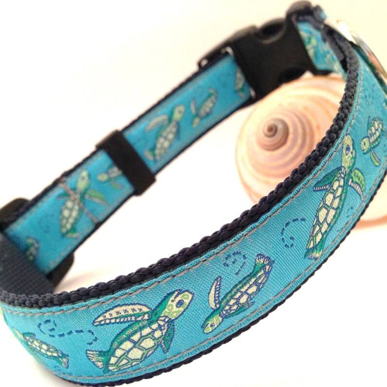 Sea Turtles Dog Collar with Stainless Steel D ring 1 Etsy