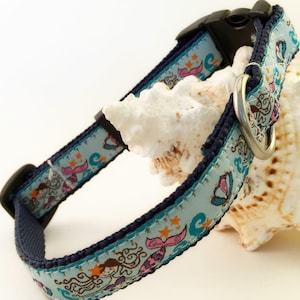 Mermaid Dog Collar: Handmade 3/4" Stainless Steel, Saltwater Safe