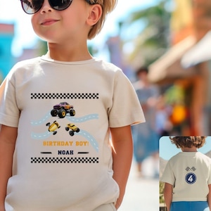 Personalized Race Car Birthday Tee for Toddlers | Birthday Boy Shirt, Toddler Birthday Gift, Monster truck birthday boy T-shirt