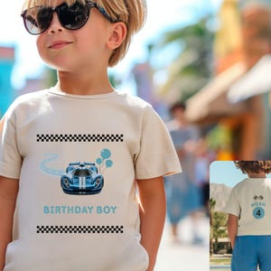 Personalized Race Car Birthday Shirt for Boys – Custom Name & Age, Toddler Party Shirt, Custom Name Kids T-Shirt, Car Theme Clothes