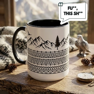Sarkastisk mugg med dolt meddelande - Fuck This Shit Mountain Design - 8 färger, 283 ml och 454 ml - Rolig kontorsgåva, kaffekopp med hemliga svordomar
