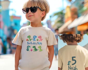 Personalized Dinosaur Birthday Tee, Toddler Birthday Shirt, Custom name & Age Birthday Gift, Kids Dinosaur T-shirt, Dinosaur theme party