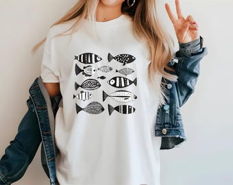 Fisherman Aesthetic Fish Graphic T-Shirt, Unisex Tee for Ocean Lovers, Summer Fashion, Beachwear, Fish theme shirt, Gift for fish lover