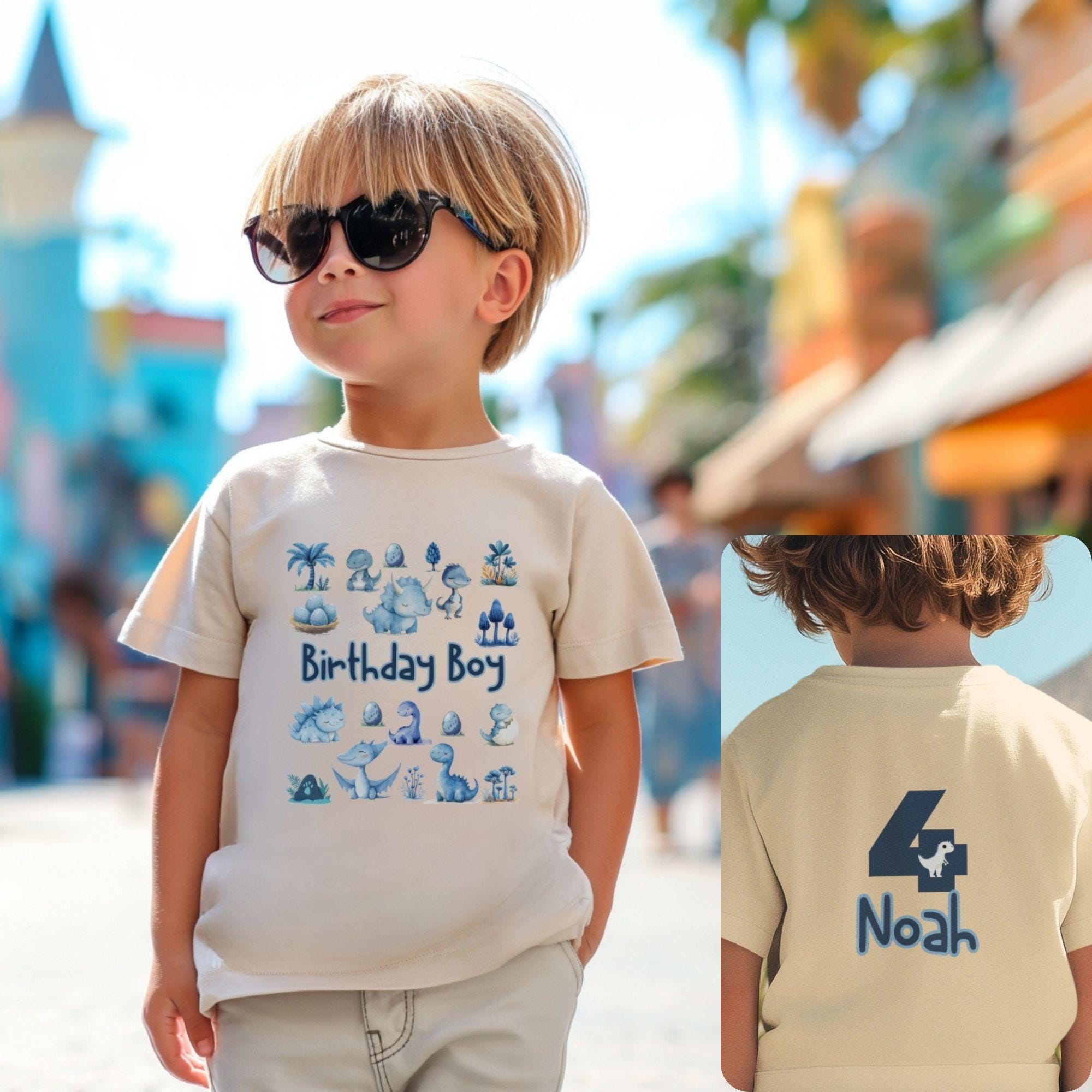 Dinosaur Birthday Shirt for Toddler Boys – "Birthday Boy" Personalized Tee – Custom Name & Age