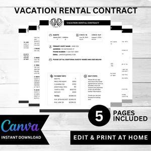 Short Term Rental Template | Short Term Rental Contract Lease | Short Term Lease Agreement | Airbnb Contract | Vacation Rental | Canva
