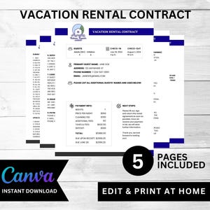 Short Term Rental Template | Short Term Rental Contract Lease | Short Term Lease Agreement | Airbnb Contract | Vacation Rental | Canva