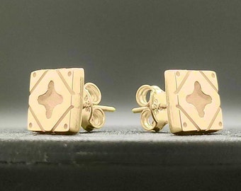 Four Angels Talisman Gold Stud Earrings - Spiritual Protection & Harmony Silver Earrings, Inspired Design by Hagia Sophia Mosque, Handmade