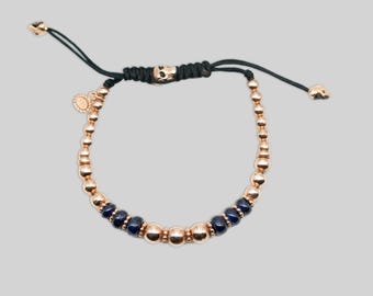 14K Gold Bead Bracelet, Semi-precious Stone Beads, Real Solid Gold Bracelet, Gold Ball Bracelet, Perfect Gift for her/him for Valentines day