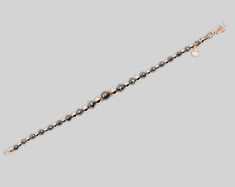 14K Gold Bead Bracelet, Semi-precious Stone Beads, Real Solid Gold Bracelet, Gold Ball Bracelet, Perfect Gift for her/him for Valentines day